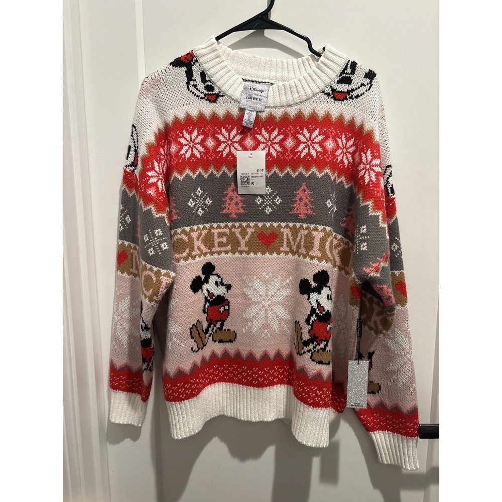 Disney Forever 21 Mickey Mouse Multicolor Pullover Sweater Christmas Knit S